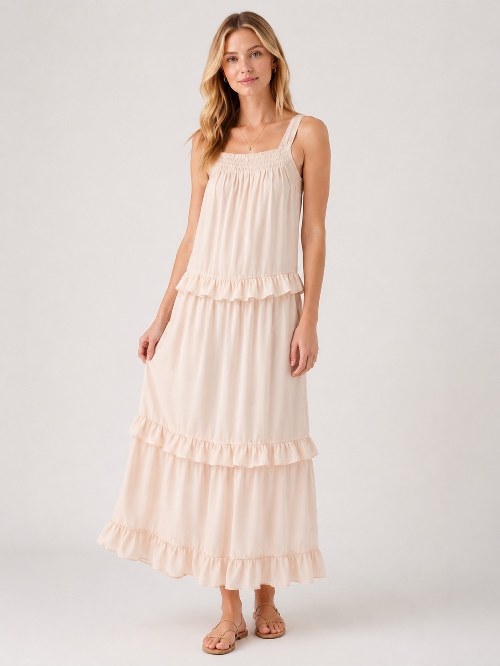 No Brand Blush Tiered Maxi Dress Size XL
